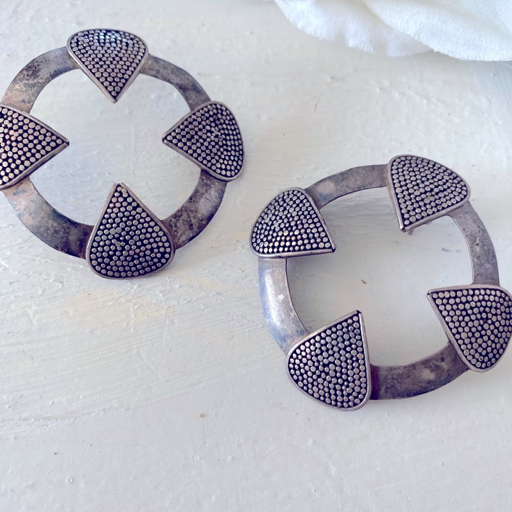 Vintage Silver 925 Earrings - 1.75 inch